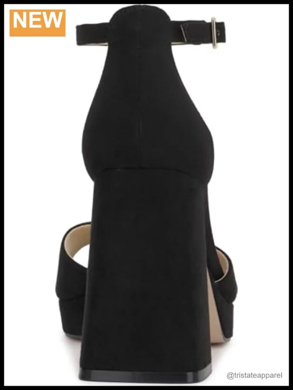Faux Suede Platform Heeled Sandal with Ankle Strap and Block Heel